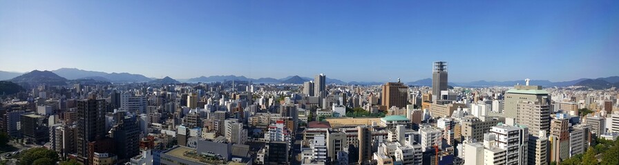 Panoramic of downtown Hiroshima, Japan
