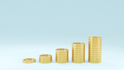 3D render, coin stack, business money concept.