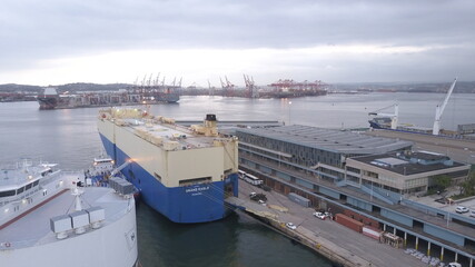 Harbour with ships at port overlooking Durban