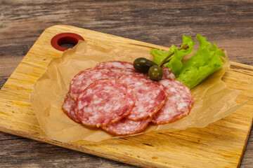 Spanish Salchichon sausage with salad