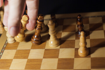 Chess game, check or checkmate, cut a figure, the concept of competition in business.