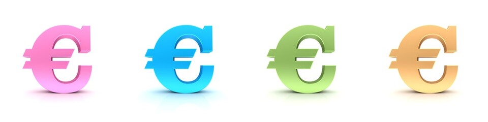 Euro € sign symbol 3d icon pastel colors sale finance graphic blue green rose yellow
