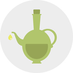 Olive oil bottle icon vector illustration with drop. Flat design style