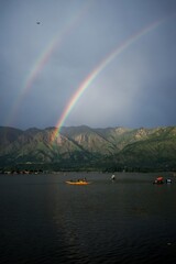 rainbow over the lake dal