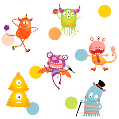 Vector Colorful Happy Monster Party Seamless Pattern