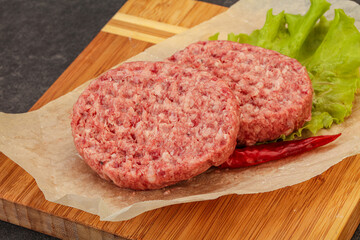 Raw beef cutlet for burger