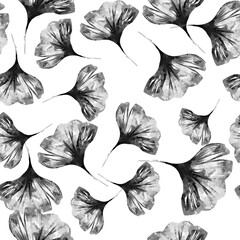 Ginkgo biloba illustration pattern. Seamless print design