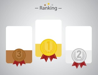 Infographic each channel has gold, silver, and copper as number 1, 2, 3 . vector illustration style