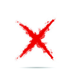 X Marks .Two Red Crossed Vector Brush Strokes. Rejected sign in grunge style.