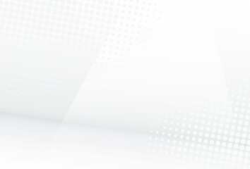Halftone white & grey background. vector design concept. Abstract white and gray gradient background. Halftone dots design background. vector Illustration.