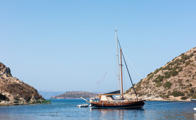 Fototapeta na wymiar Gumusluk, a seaside village and fishing port in Bodrum. Mugla, Turkey.