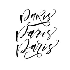 Set of Paris phrases. Hand drawn brush style modern calligraphy. Vector illustration of handwritten lettering. 