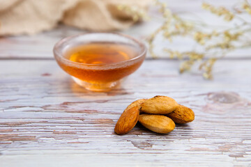 Delicious almond nuts are on the table