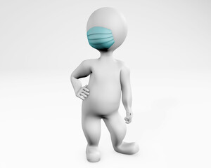 Fatty Sassy woman with a mask posing 3d rendering
