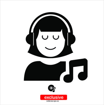 Music icon.Flat design style vector illustration for graphic and web design.