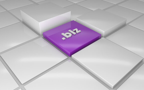 biz tld symbol on the grid, 3d Illustration