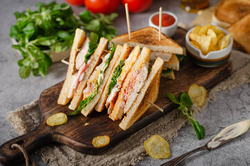 Delicious homemade club sandwich