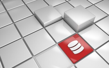 database symbol on the grid, 3d Illustration