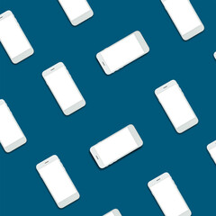 Many mobile phones on color background