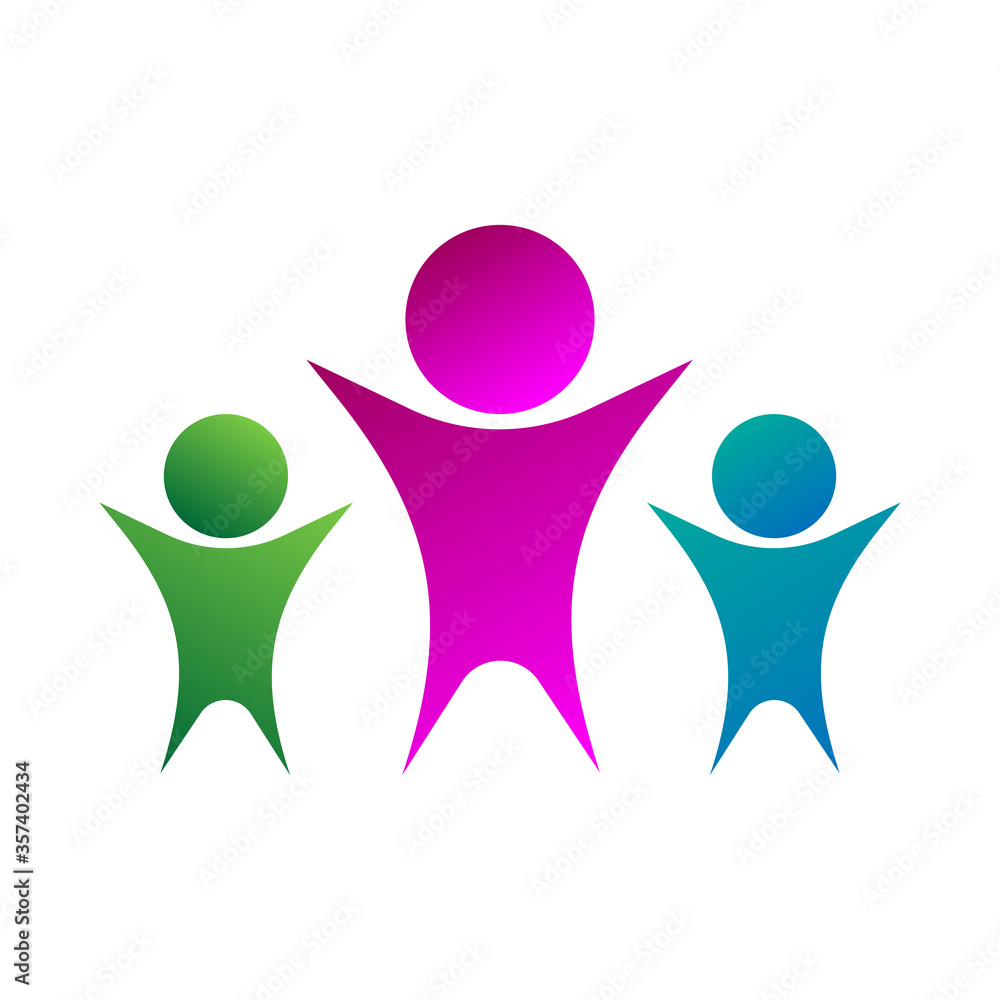 Wall mural group of people abstract logo company, community or family symbol united teamwork icon isolated vect