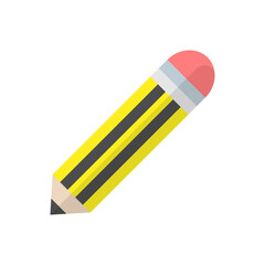 Pencil with eraser icon stationery write instrument vector illustration school equipment symbol