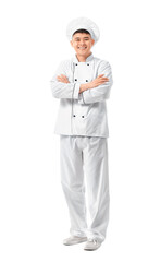 Handsome Asian chef on white background