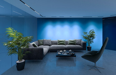 modern living room and blue wall pattern texture background