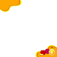 Square Background Rosh Hashana - honey, apple and pomegranate.