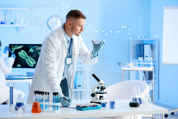Fototapeta premium Scientist working with sample in laboratory