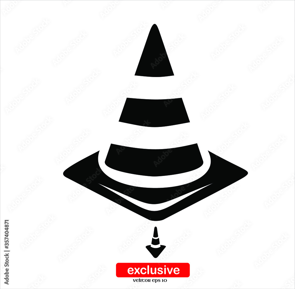 Poster road cone icon.flat design style vector illustration for graphic and web design.