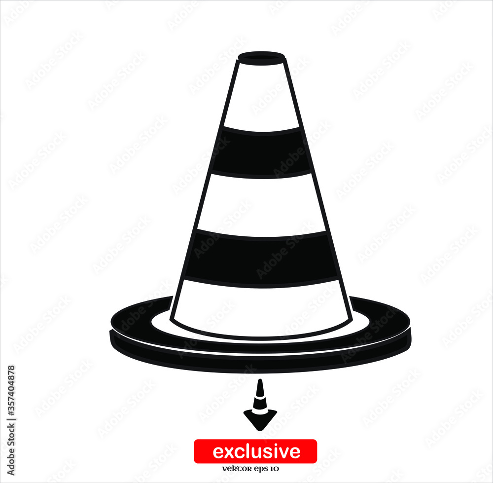 Poster road cone icon.flat design style vector illustration for graphic and web design.