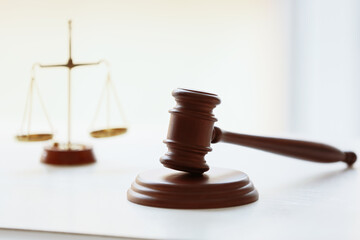 Judge gavel at workplace of notary public