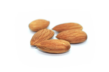 almonds on white background