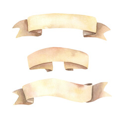 Watercolor beige ribbons collection.