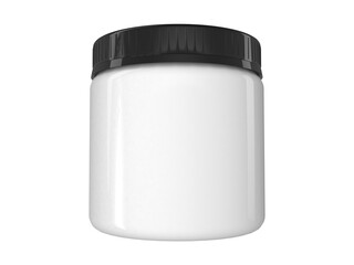 white plastic bottle with black lid