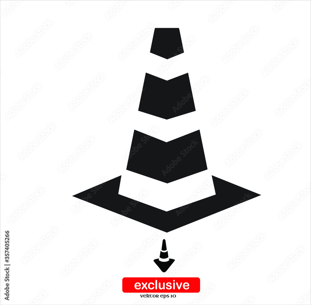 Poster road cone icon.flat design style vector illustration for graphic and web design.
