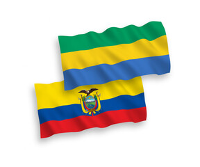 Flags of Gabon and Ecuador on a white background