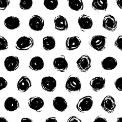Photo sur Plexiglas Polka dot Fond grunge aquarelle à pois. Modèle sans couture de vecteur noir blanc. Texture d& 39 encre d& 39 art au pinceau sec