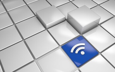 3d cubes with a wifi icon