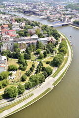 widok na Kraków z balonu, panorama na Kraków z powietrza - obrazy, fototapety, plakaty