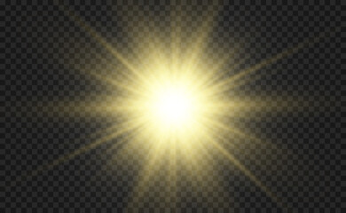 White beautiful light explodes with a transparent explosion. Vector, bright illustration for perfect effect with sparkles. Bright Star. Transparent shine of the gloss gradient, bright flash.