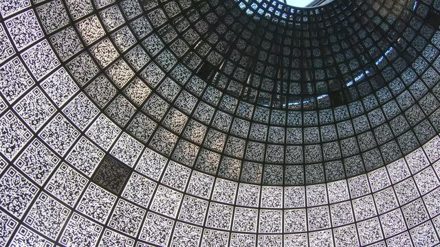 Round hall with QR codes in Zaryadye park