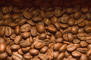 Scattered grains of coffee, suitable background for cafe and coffee shop.