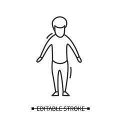 Child icon. Standing boy avatar, simple linear pictogram. Childhood, family and adoption concept. Editable stroke vector illustration for web, child care service and social project.