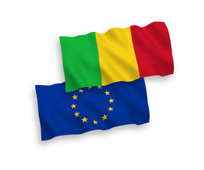 Flags of European Union and Mali on a white background