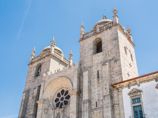 Fototapeta na wymiar Porto cathedral facade in Portugal