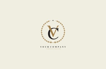 Letter VC Laurel Wreath Vector Logo