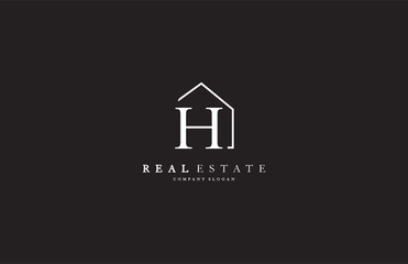 Letter H Line House Real Estate Logo