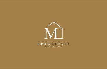 Letter M Line House Real Estate Logo