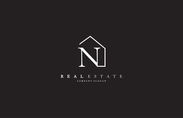 Letter N Line House Real Estate Logo